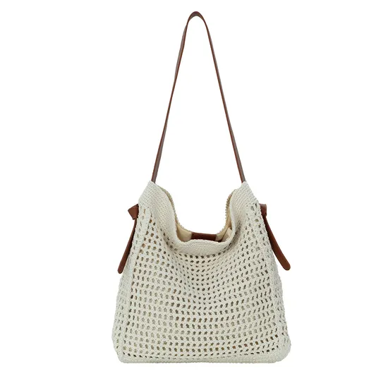 Crochet Cotton Thread Shoulder Bag For Women Large Urban Tote Handbag